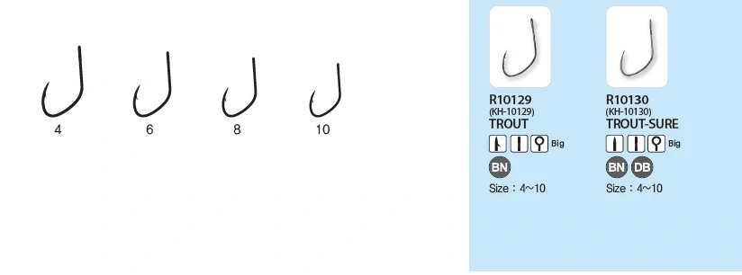 KUMHO-PSTRUHOVÉ HÁČKY S HROTEM TROUT VEL.8-10KS 